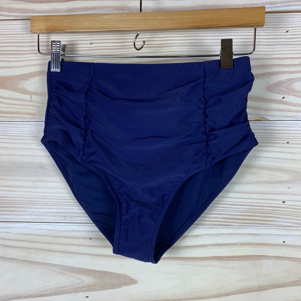 Holipick Swim‎ Bottoms Women Small Navy High Waisted Ruched Bikini Briefs